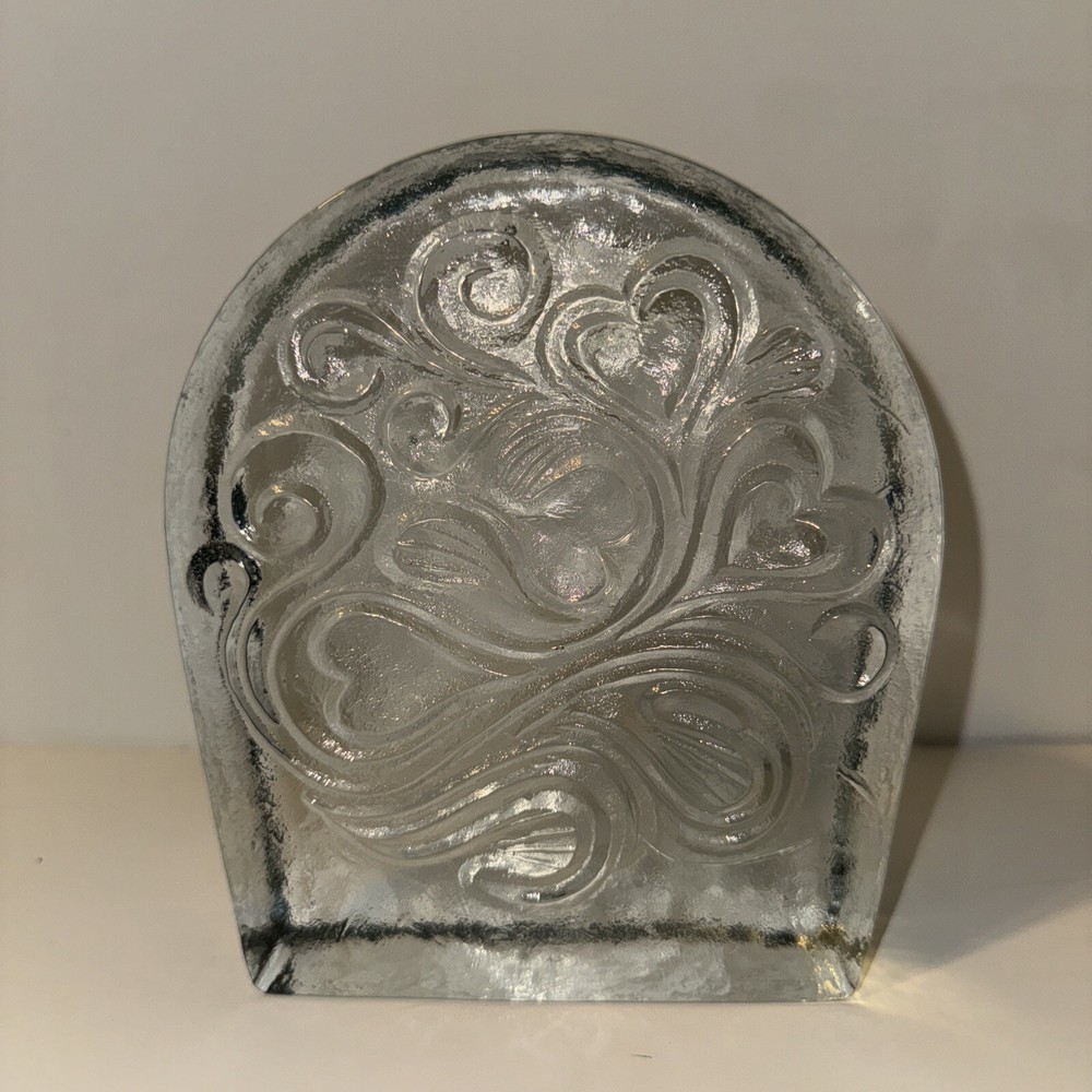 Blenko Glass Twisted Hearts Clear Block.