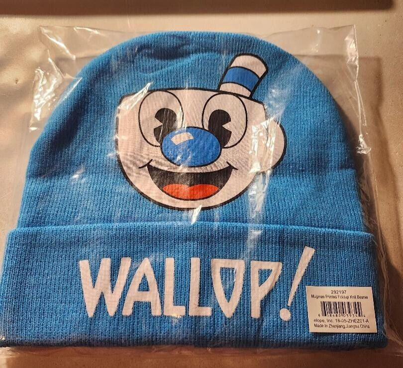 MWT -Cuphead/ Mugman Printed Folded Cuff Knitted Winter Hat/ one size fits most