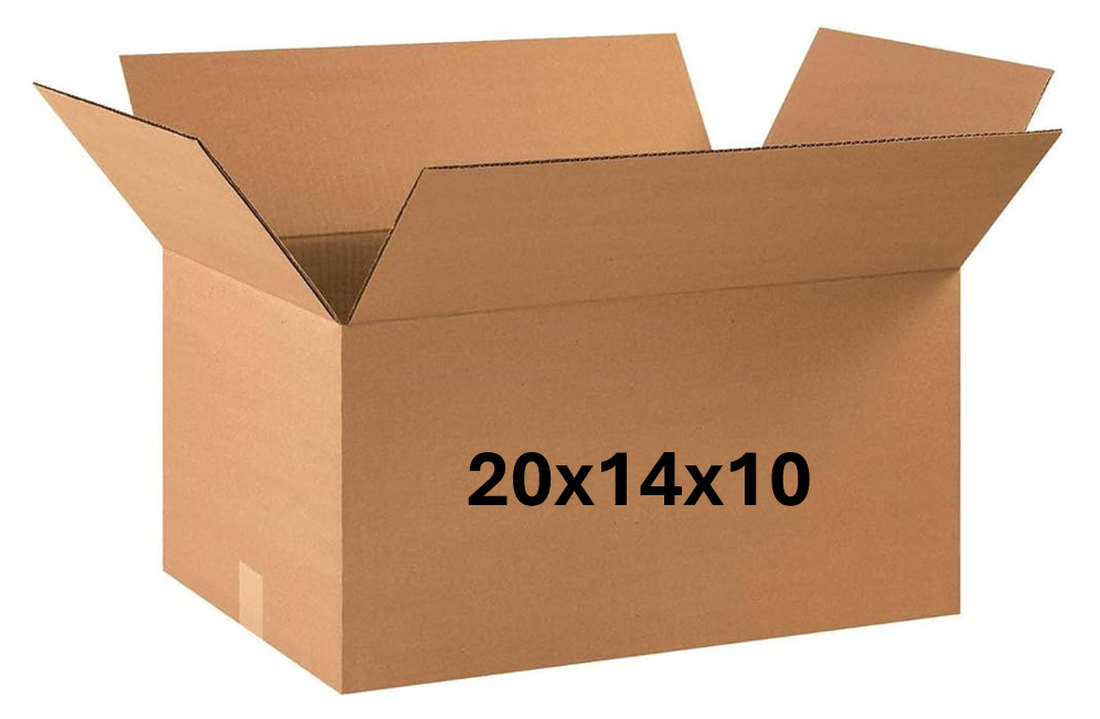 20" x 14" x 10" CARDBOARD BOX - 200 lb -  5 BOX BUNDLE