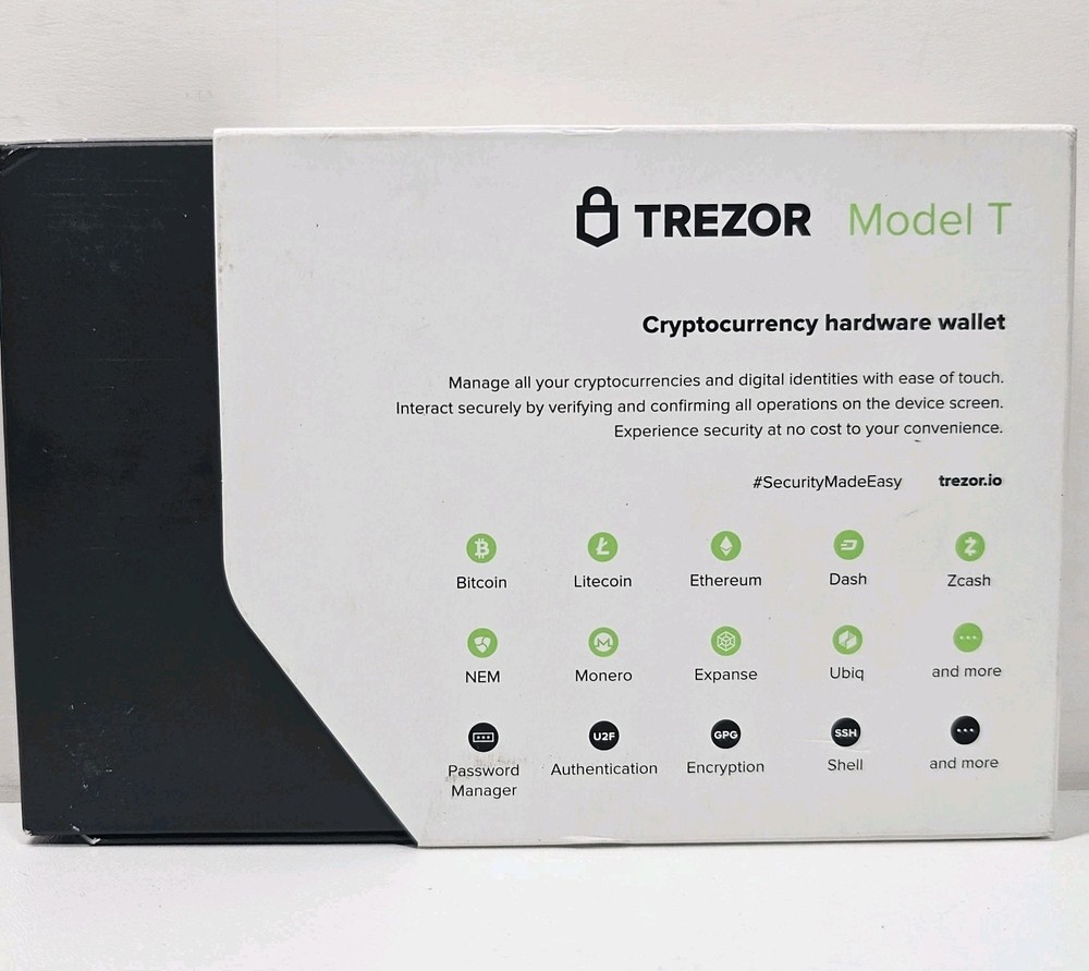 Trezor Model T Crypto Hardware Wallet LCD Touchscreen Secure Bitcoin & Coins
