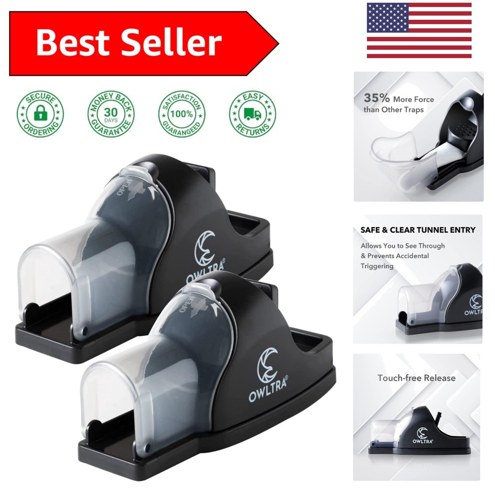 Humane 2-Pack Touch-Free Snap Mouse Trap with Clear Tunnel - Instant Solution