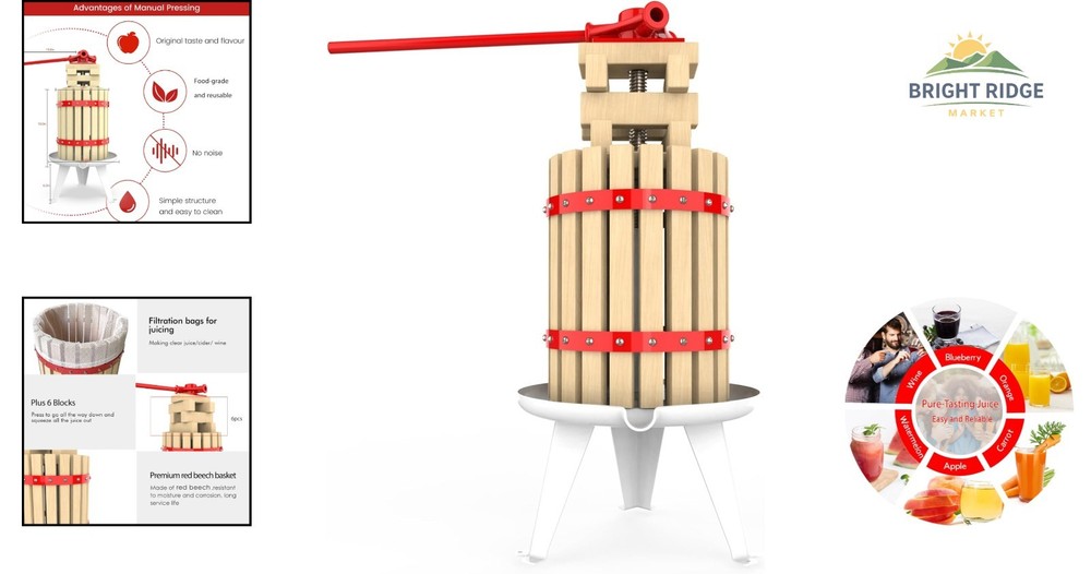 1.6 Gallon Manual Fruit and Wine Press with Heavy-Duty Stand for Juice Making
