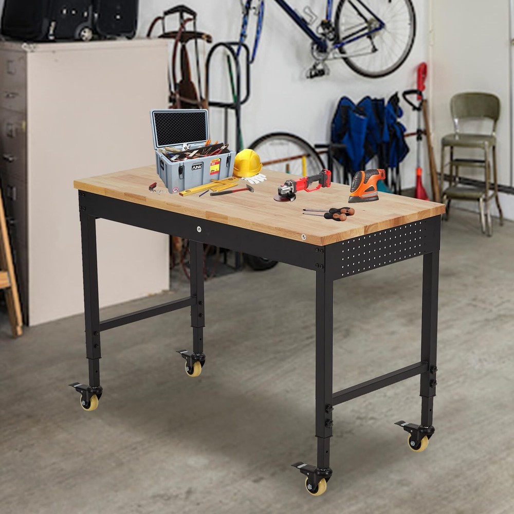 🔥48" Workbench Adjustable Height Workstation with Drawer Storage Backplate 2000
