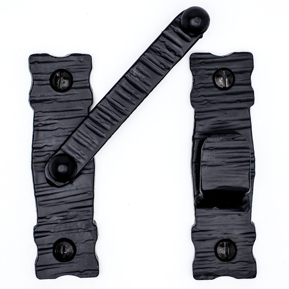 Bar Latch Lock 3.5" for Doors or Gates Rustic Hammered Iron Black Hand-Made