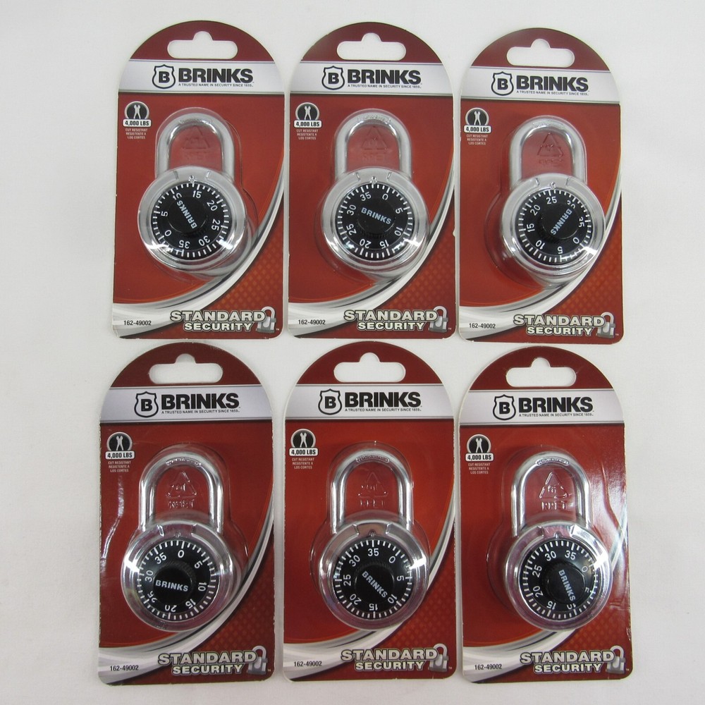 Qty. 6 Brinks Padlock Standard Security 3 Dial Combination Lock  #162-49002