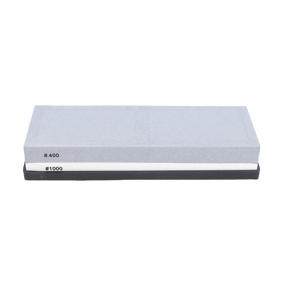 Dual Sided 400 1000 Sharpening Stone For Kitchen With Anti Slip Base Grey White