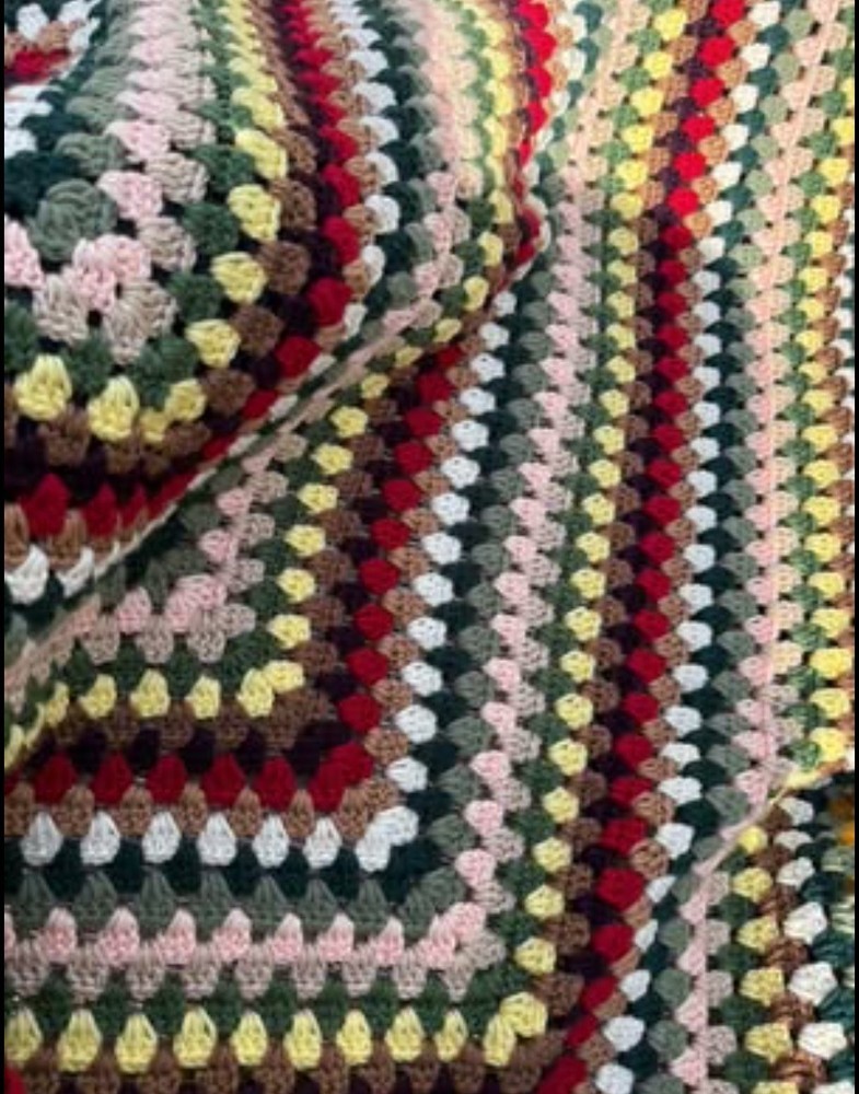 Large Granny Square Handmade Afghan NEW