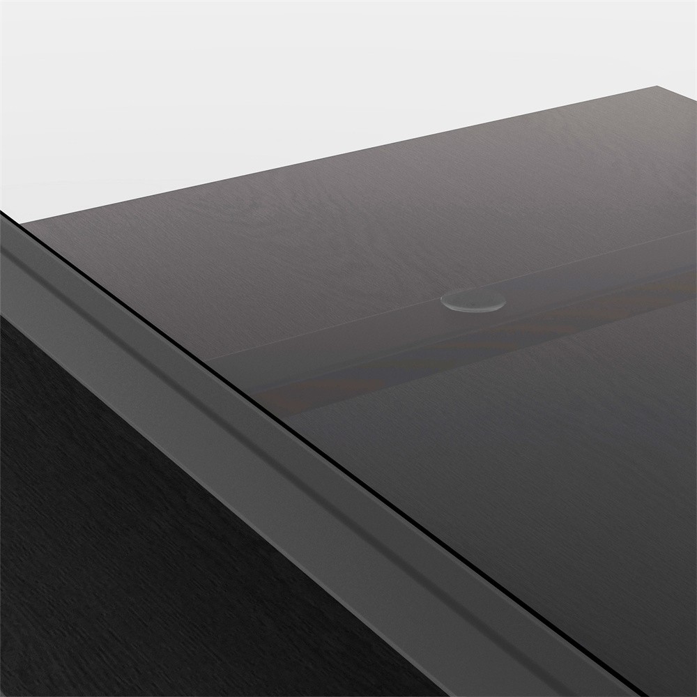 Gray Bilayer Tempered Glass Rectangular Have Storage Shelf Function Coffee Table