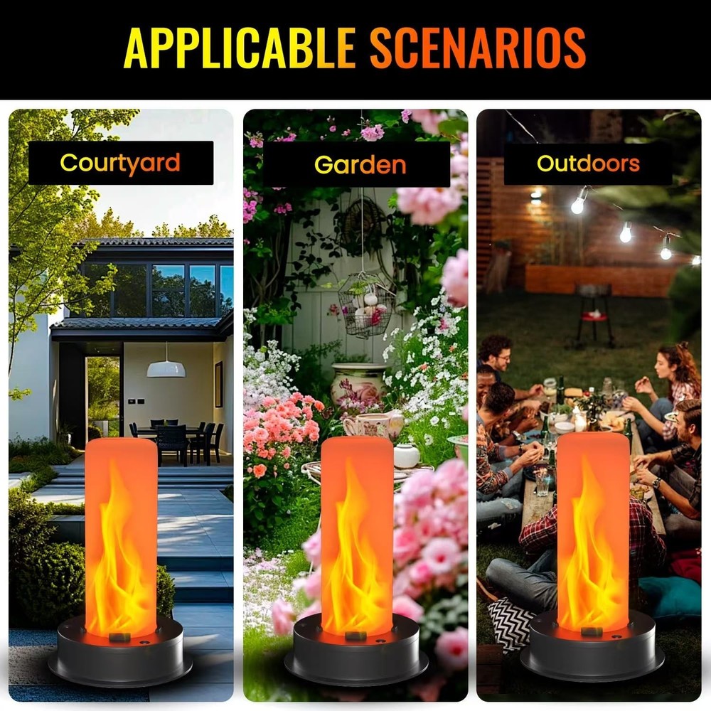 2Pack Solar Light Replacement Top Flickering Flame LED Waterproof Garden Lantern