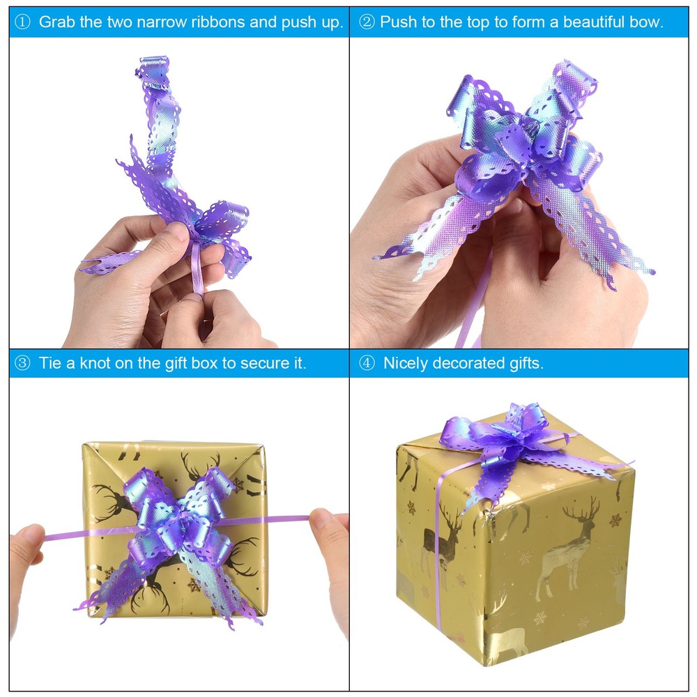 40Pcs 2.2" Iridescent Pull Bows Present Wrapping String Bows Ribbon Green