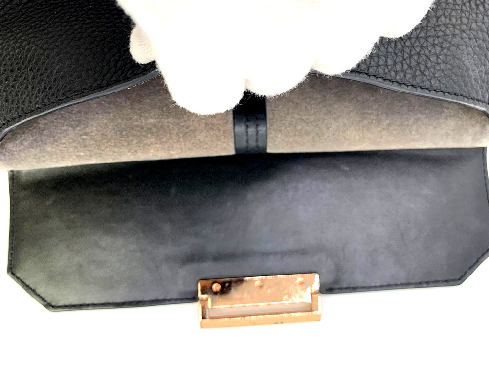 ALEXANDER WANG Clutch Bag Cowhide Leather Black Square Classic Authentic