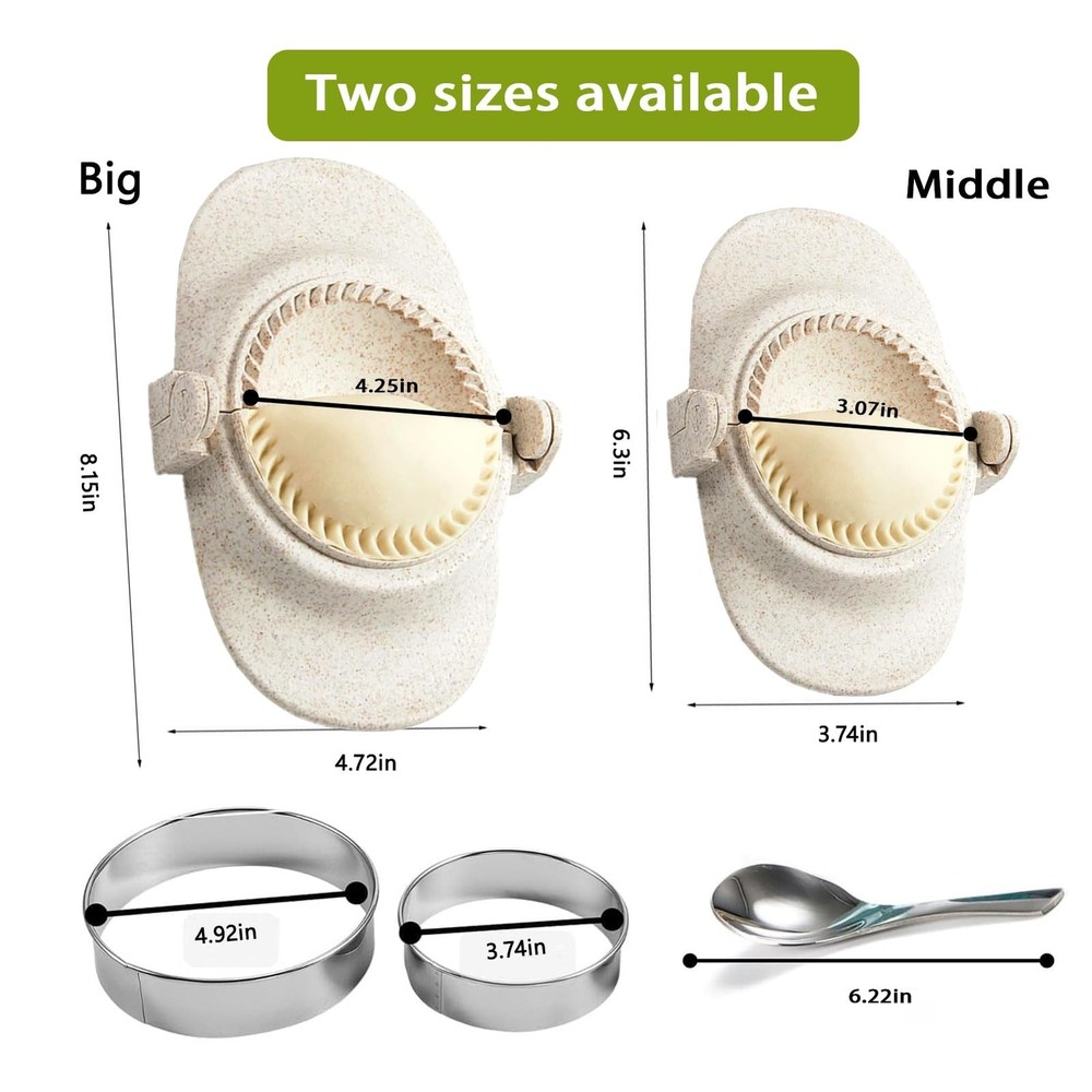 Empanada Maker Press & Dumpling Maker Set - 2 Sizes (4" + 3") Non-Stick for E...