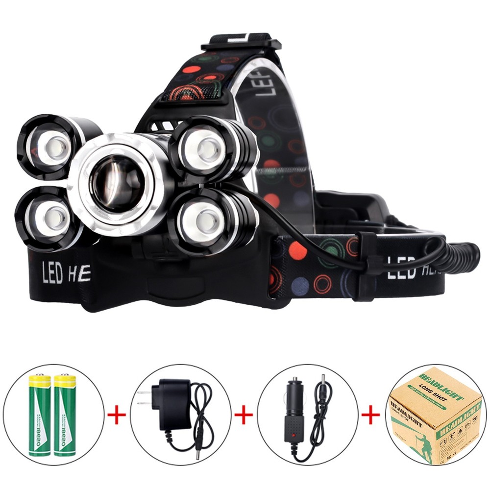 LED Headlamp 5 Head  Headlight Flashlight Torch Light