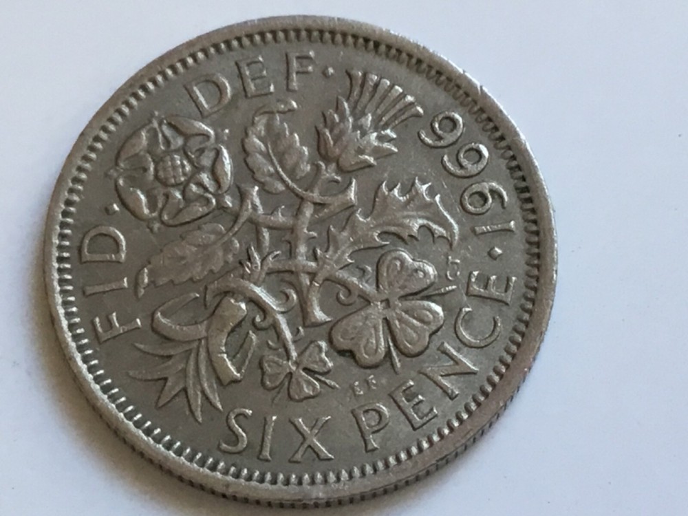 1966 Elizabeth II British Sixpence 6d
