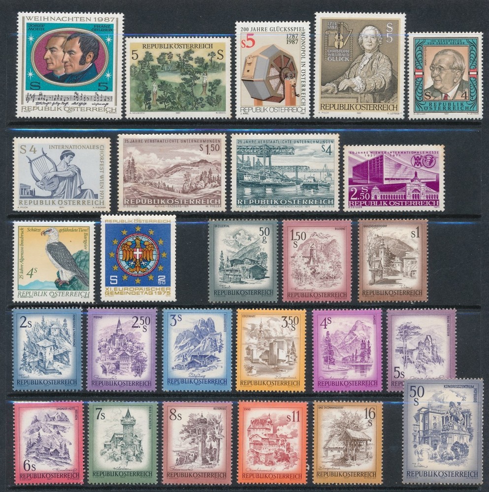 Austria **36 DIFFERENT MNH (1971-1987)** ALL DIFFERENT; CV $40