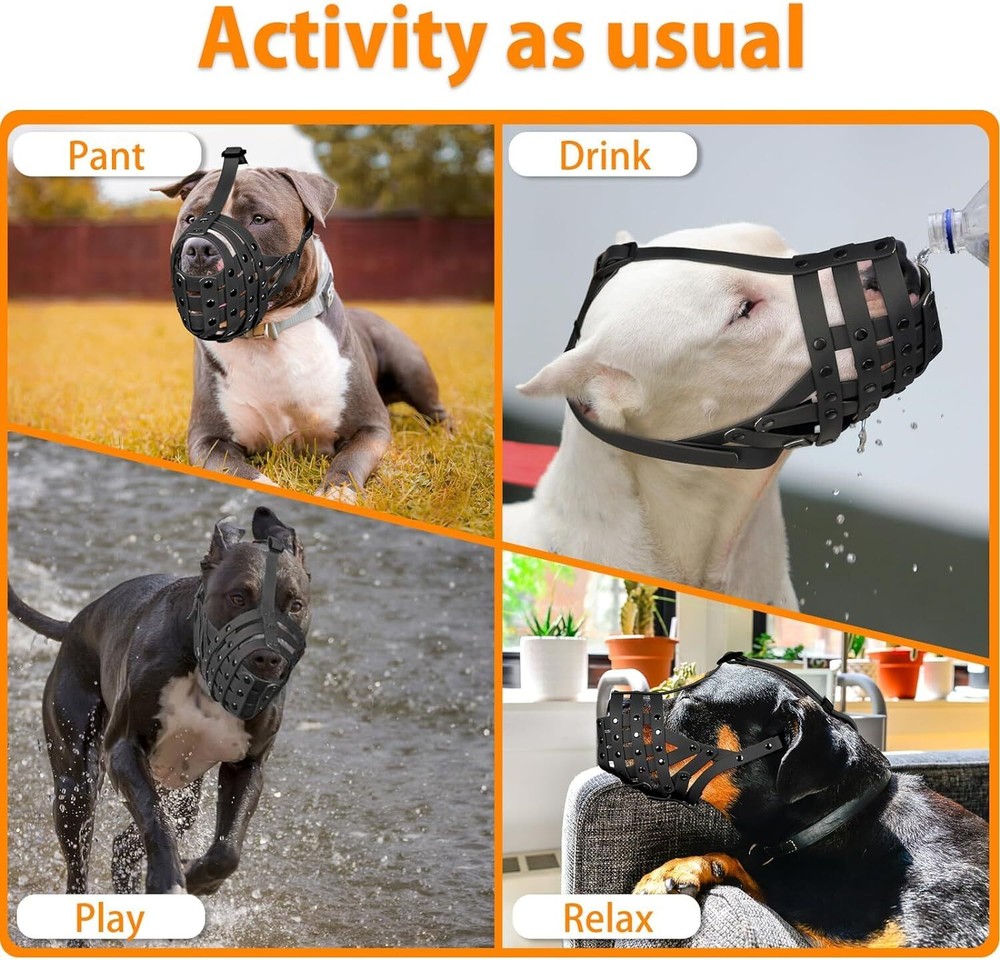 Mayerzon Pitbull Muzzle, Basket Muzzle for M [Snout Cir: 9.75"-11"], Black