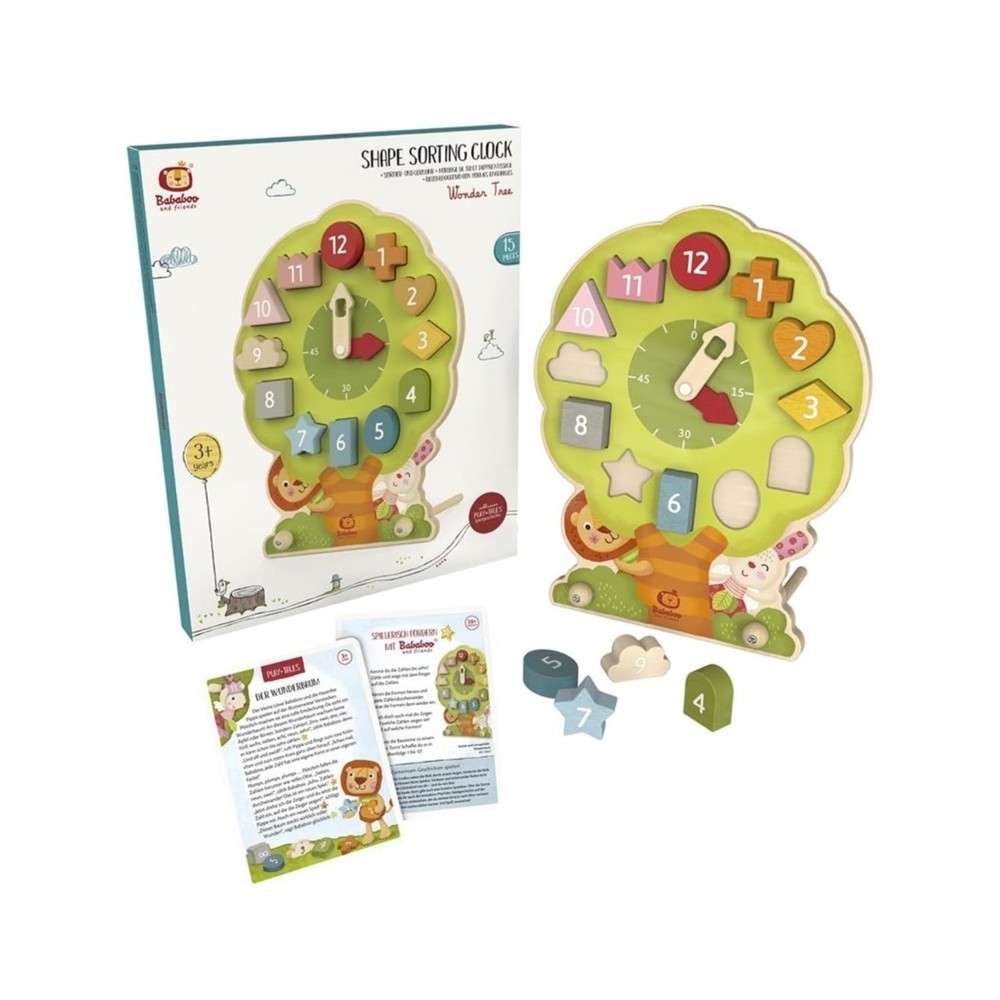 Green Wooden Number & Shape Learning Clock