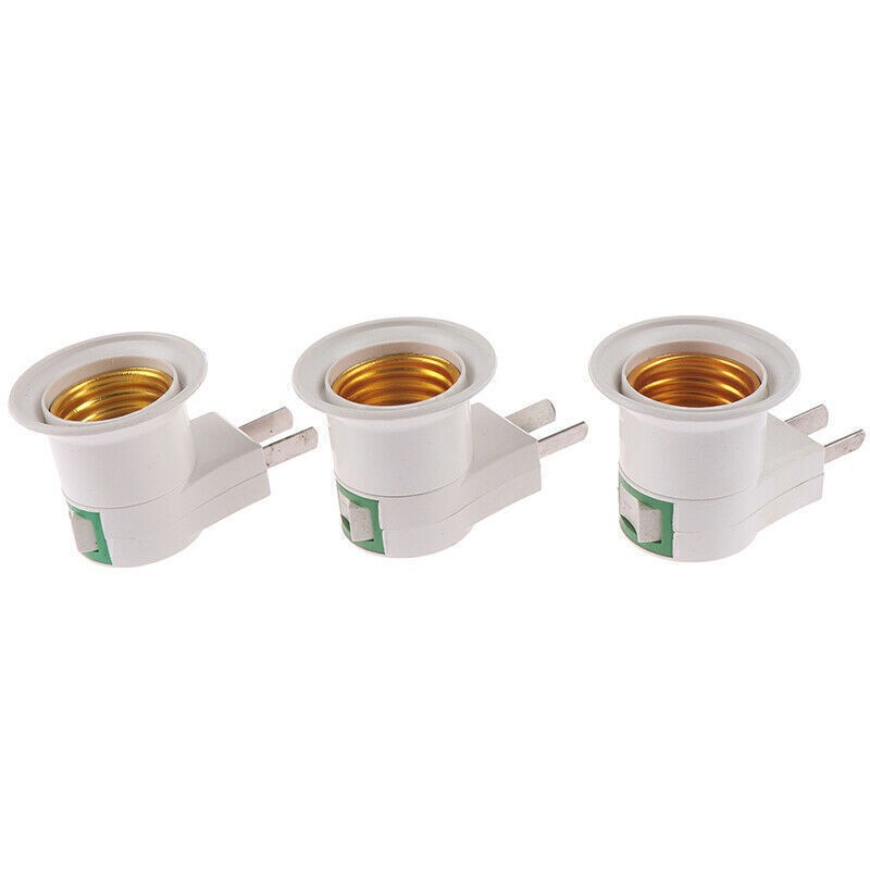 3pcs E27 Light Bulb Socket Holder Plug-in Adaptor Screw Base Lamp Wall US Plug