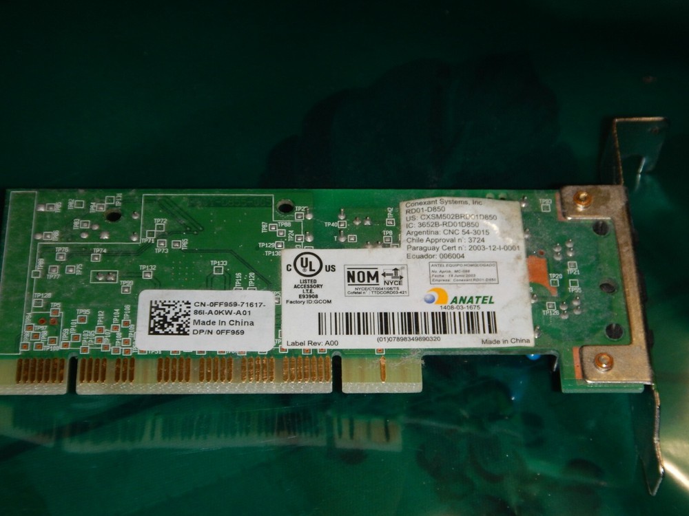 Conexant KB5815G Internal Modem Card small form factor bracket only.