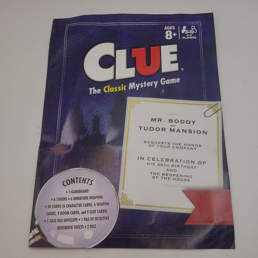 Clue Board Game Replacement Manual Only Hasbro 2015