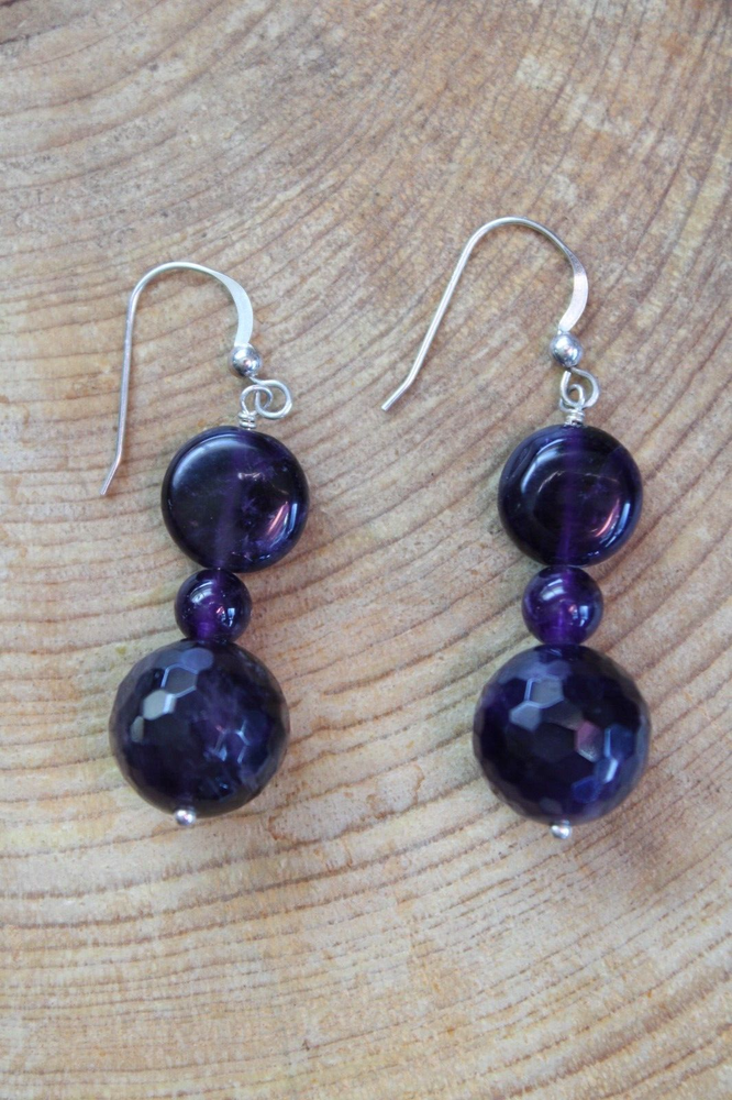 Amethyst & Sterling Silver dangle Earrings~Desert Rose Trading