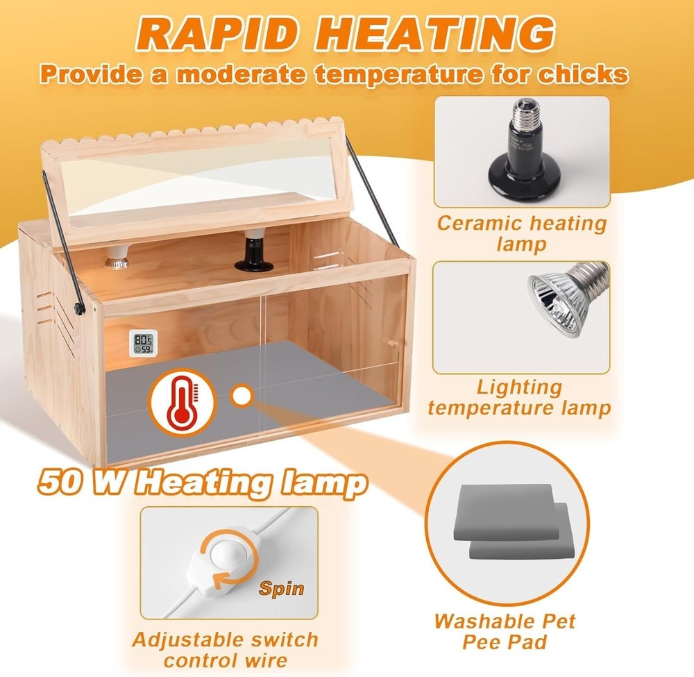Chick Brooder Box, Brooder Box for Chicks, Pine,Quail Cage, Duck Brooder, Quail