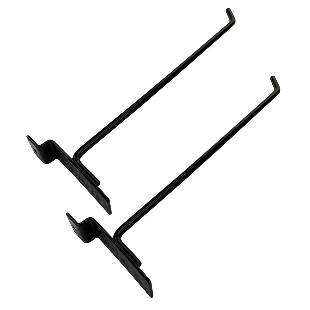 10" Slatwall Hook Panel Display Hooks, 1/4" Thickness Metal, Black - PACK 2