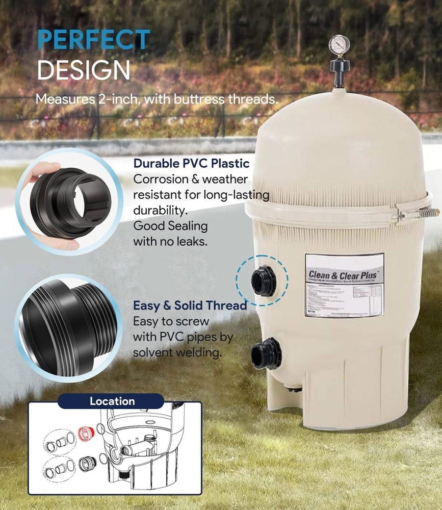 194801 Bulkhead Fitting 2" for Pool & Spa Filter, Clean & Clear Plus, Quad D.E