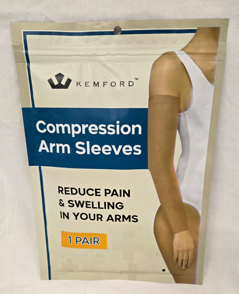 Kemford Compression Arm Sleeve, new, 1 pr, L, black, moderate compression