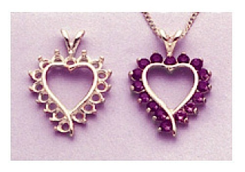 Asymmetrical Cluster Heart Solid Silver Pre-Notched Pendant Setting