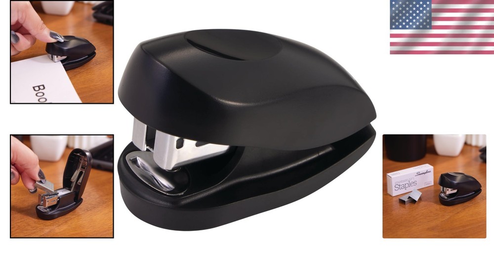 Sleek Mini Stapler Bundle: 12 Sheets, Built-In Remover & 1000 Staples Included