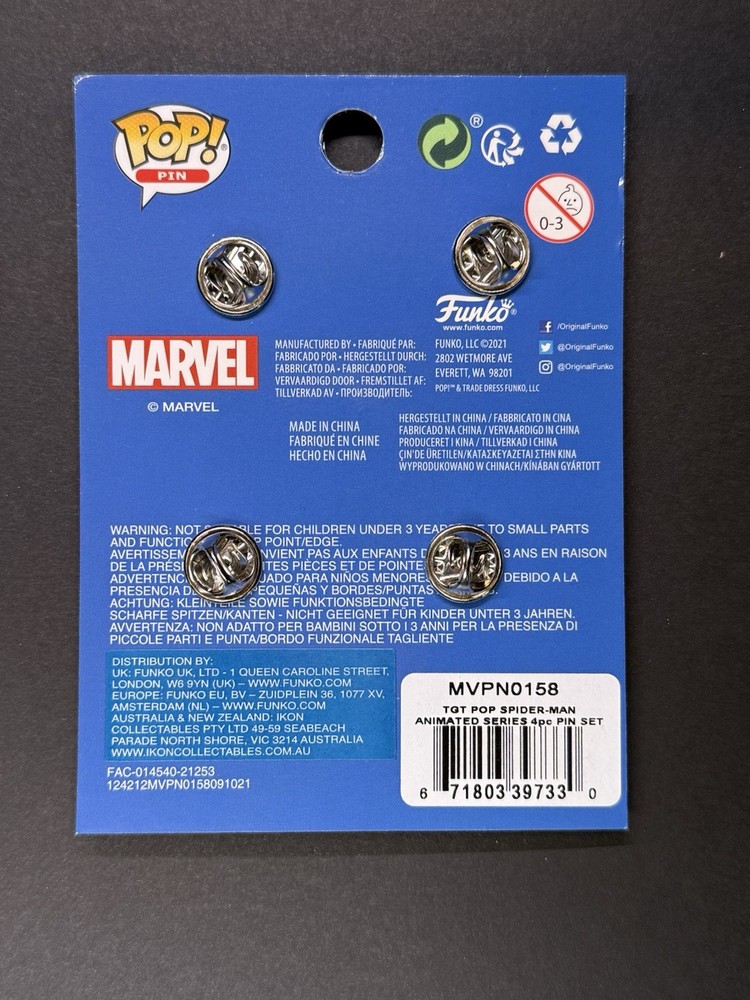Funko Pop Marvel Pin Set Spider-Man Green Goblin Doc Ock Black Cat 4pc