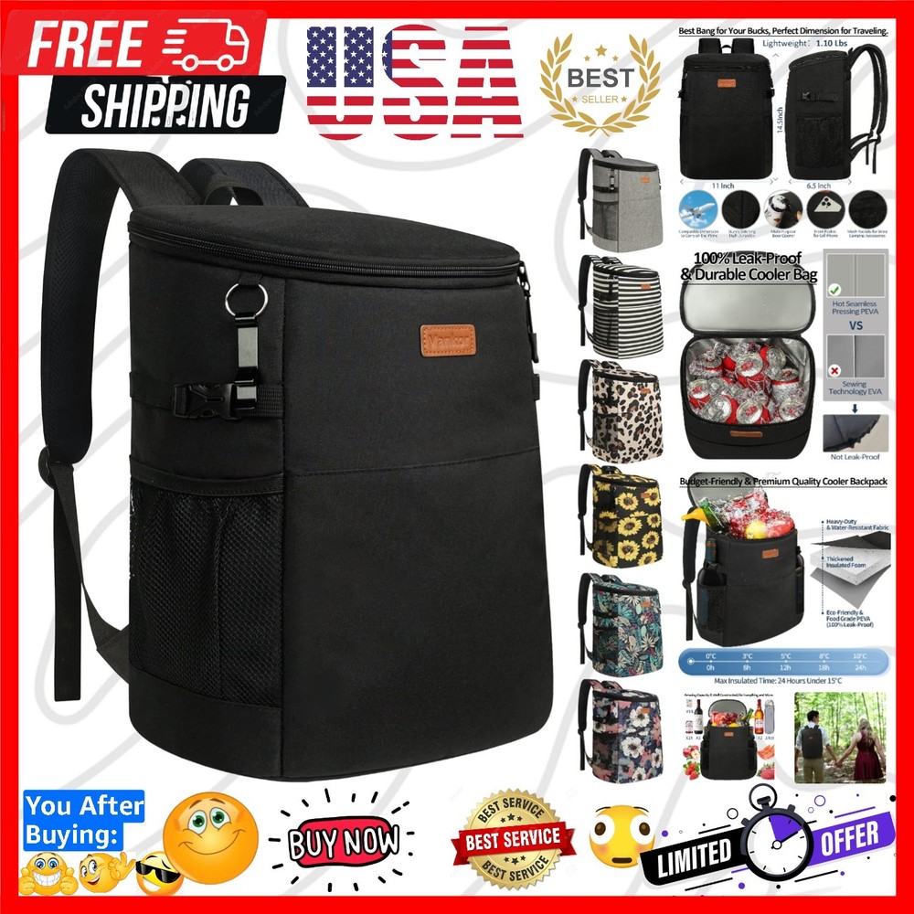 Durable Waterproof Backpack Cooler – Holds 30 Cans for Travel & Excursions