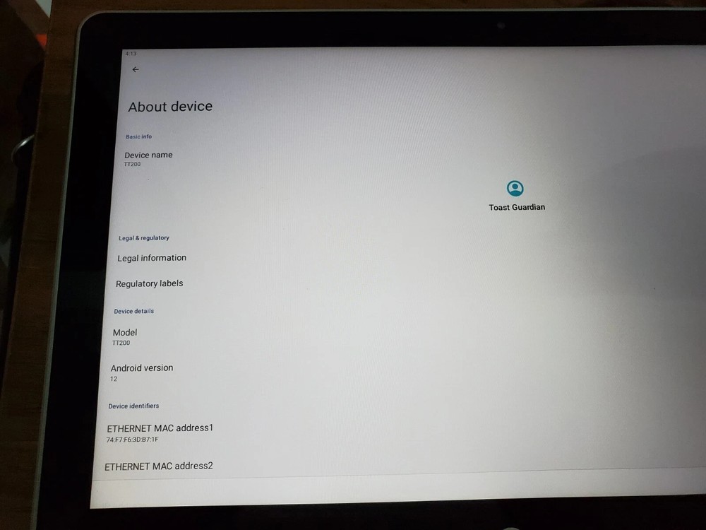 Toast Flex POS Data Processing System TT200 (TT203) - w/ EMV Card Reader TM200