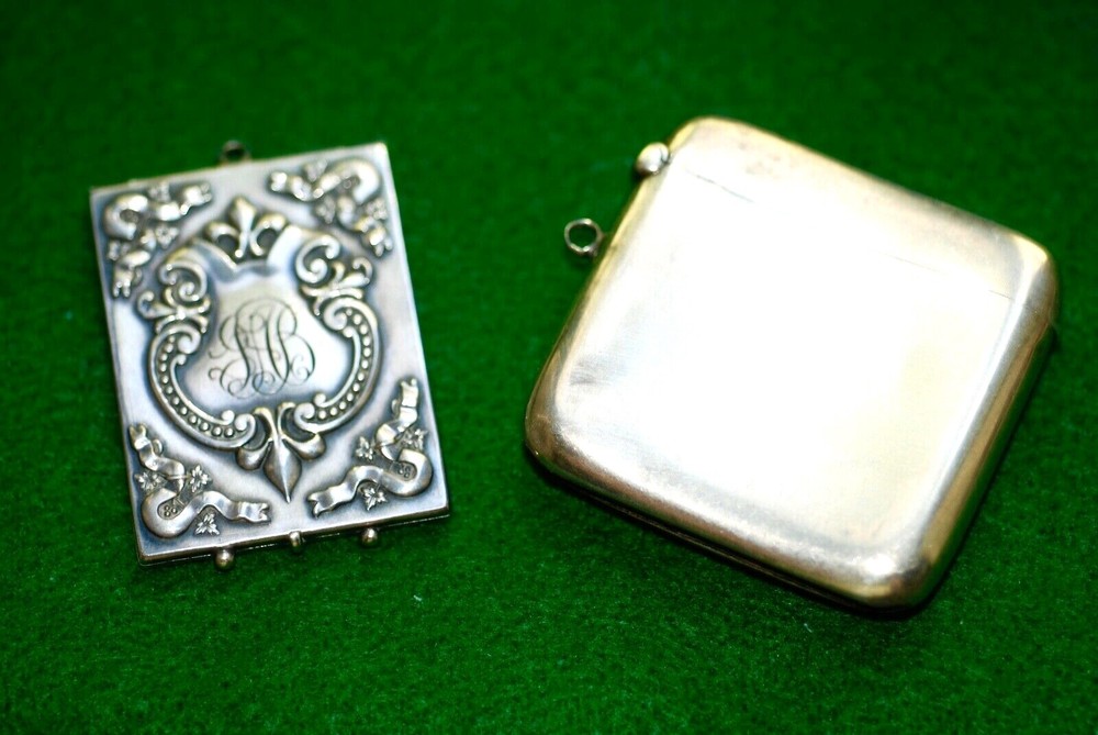 Two Antique Sterling Silver Ruby Eye Vesta Cases American & British