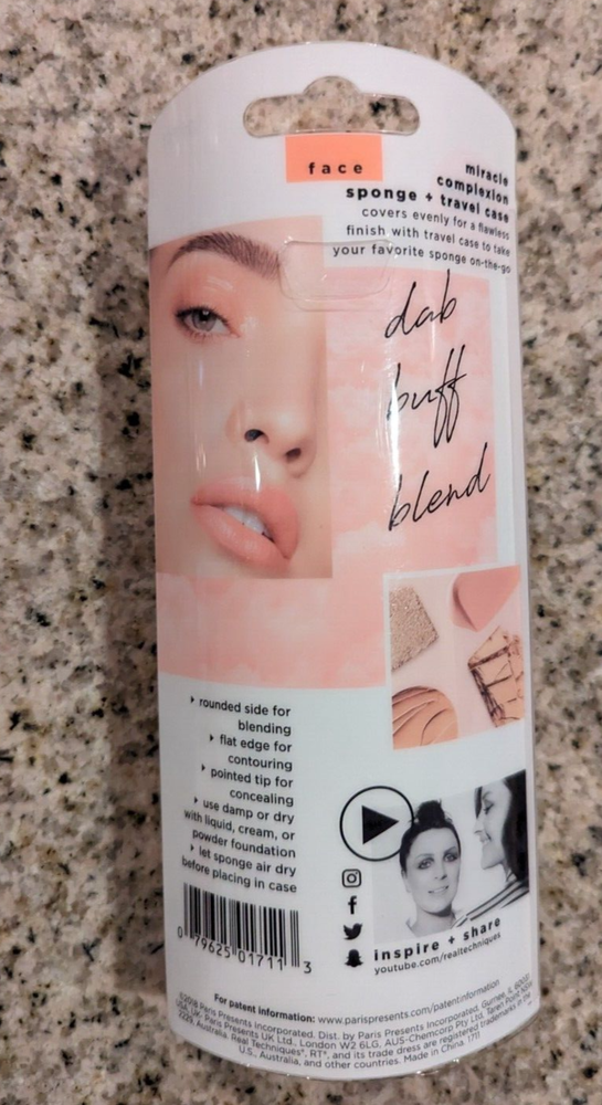 1 Real Techniques MIRACLE COMPLEXION SPONGE + Travel Case #01711 NEW
