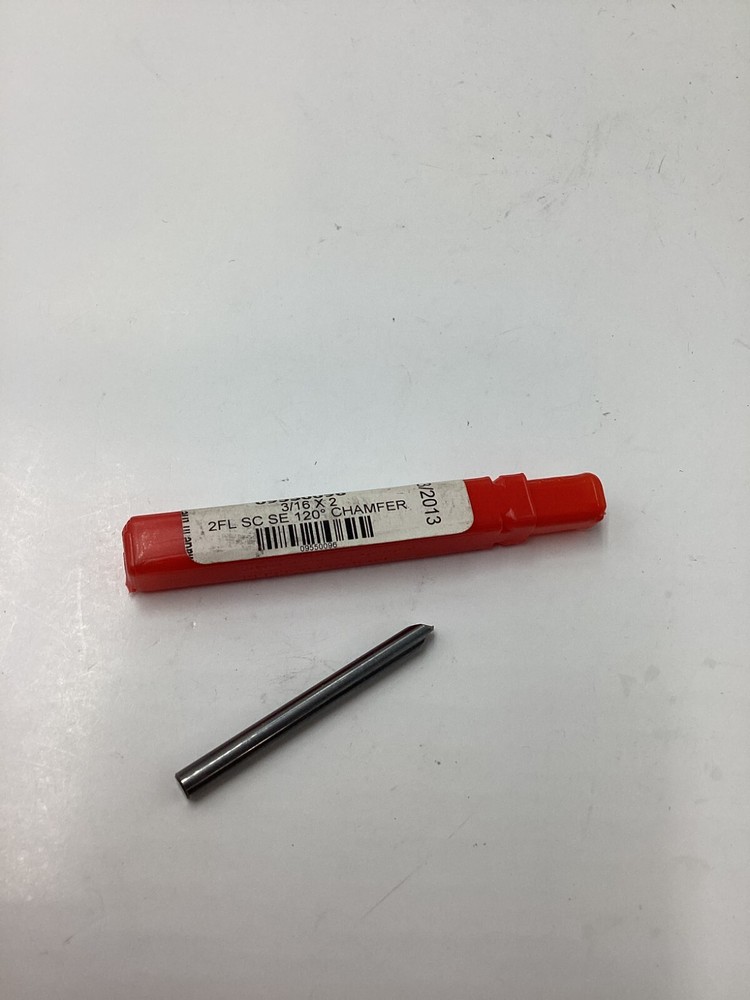 (QTY 2)Accupro 09550096 3/16" Diam 120° 2-Flute Single End Solid Carbide Chamfer