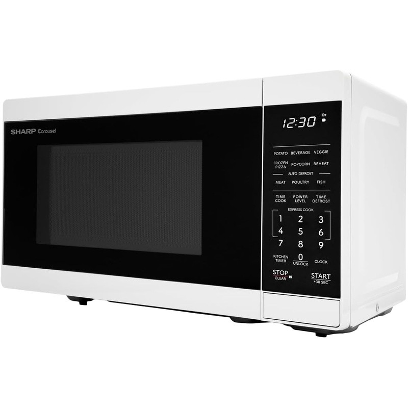 700W Compact Microwave Oven W/ Turntable Auto Cook Defrost Timer Kitchen Use