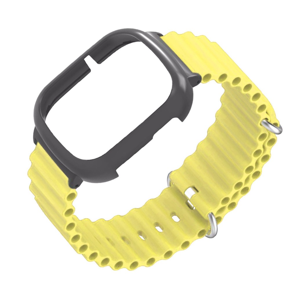 Silicone Watch Band With Case Replacement For Honor 4 Adjustable Strap (Yellow)