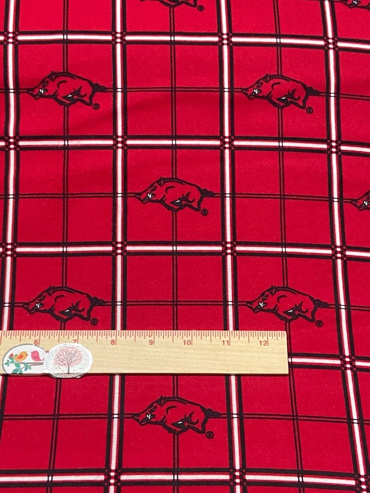 Arkansas Razorback Licensed Flannel Fabric BTY