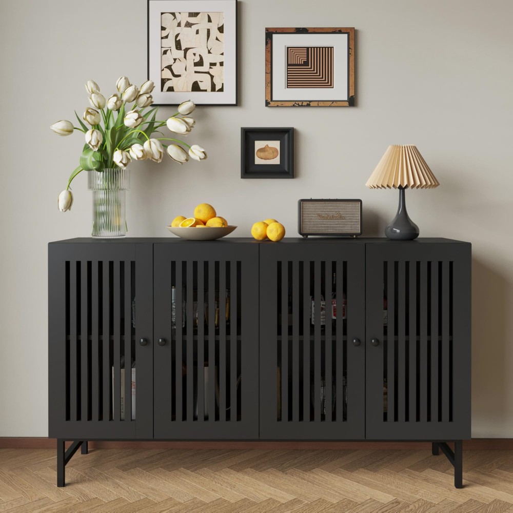 Buffet Storage Cabinet with 4 Doors,Kitchen Sideboard with Storage,Coffee Bar...