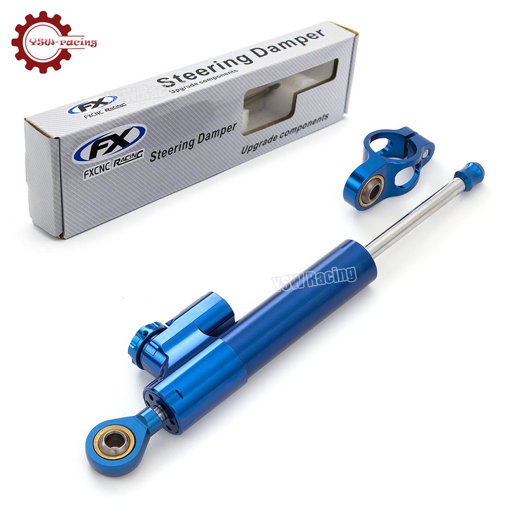 CNC Blue Steering Damper Motorcycle Stabilizer Linear Reversed Safe Control US