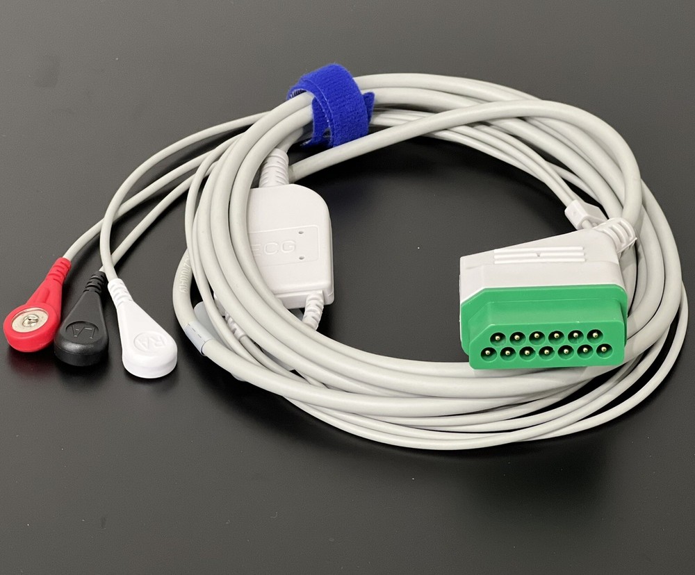 Nihon Kohden ECG Cable 3 Leads Snap Compatible - Same Day Shipping