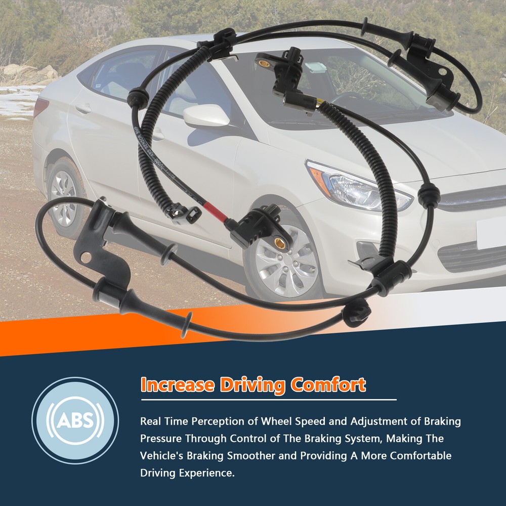 Front Driver and Passenger Side ABS Speed Sensor for Hyundai 2012-2017 Accent