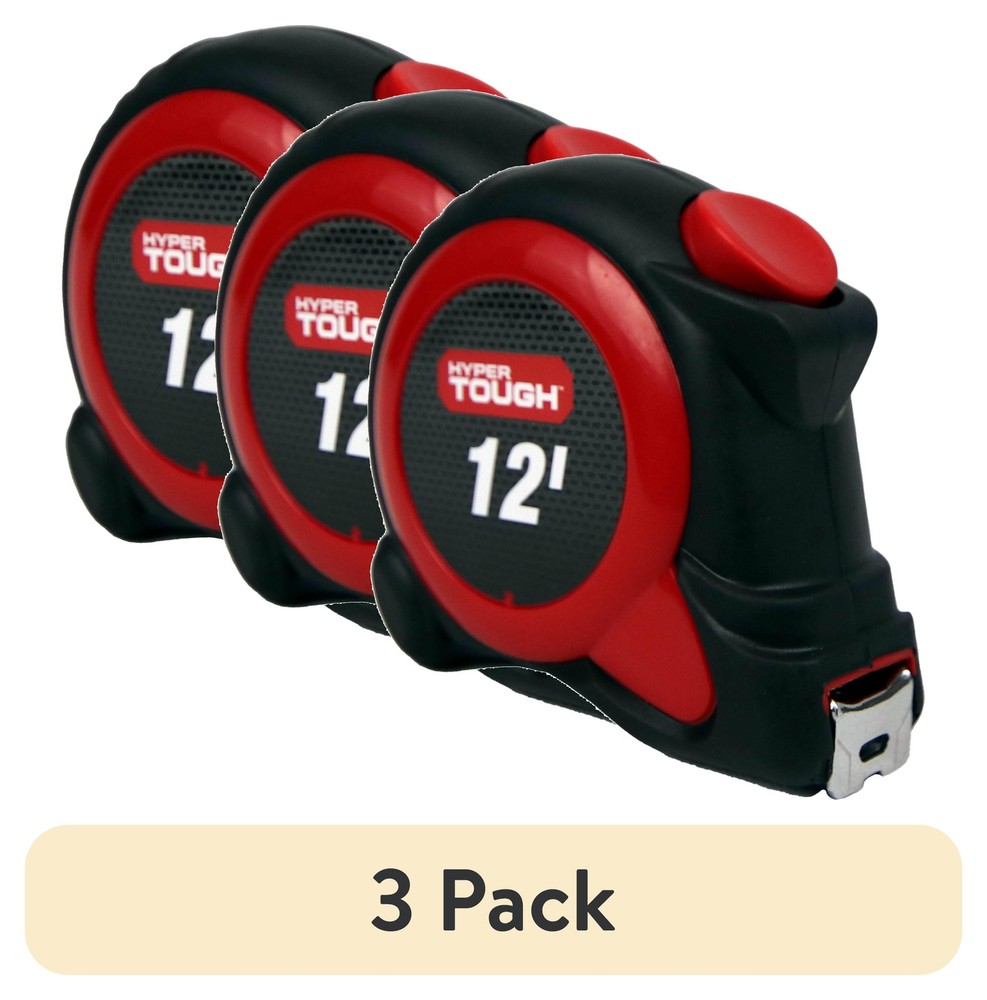 (3 pack) Hyper Tough 12ft. Self Lock Steel Tape Measure