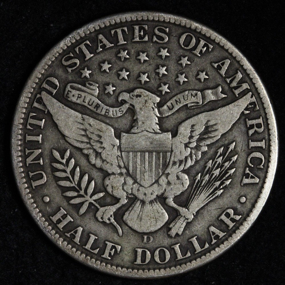 1912-D Barber Silver Half Dollar VF E384 DARHX