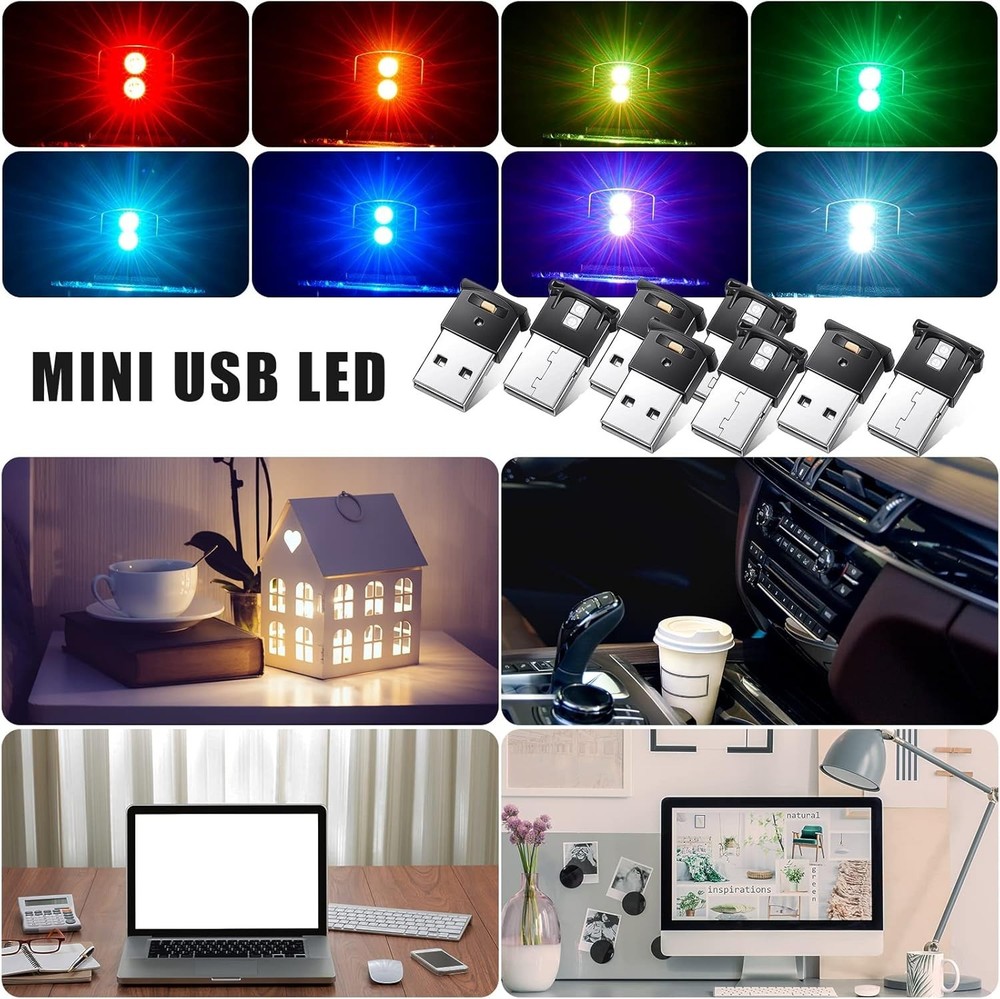2 Pieces Mini USB LED Light, Car LED Interior Lighting 5v Smart USB Atmospher...
