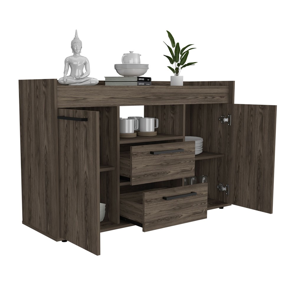 Dark Walnut Sideboard, Buffet Cabinet with Drawers for Dining Room