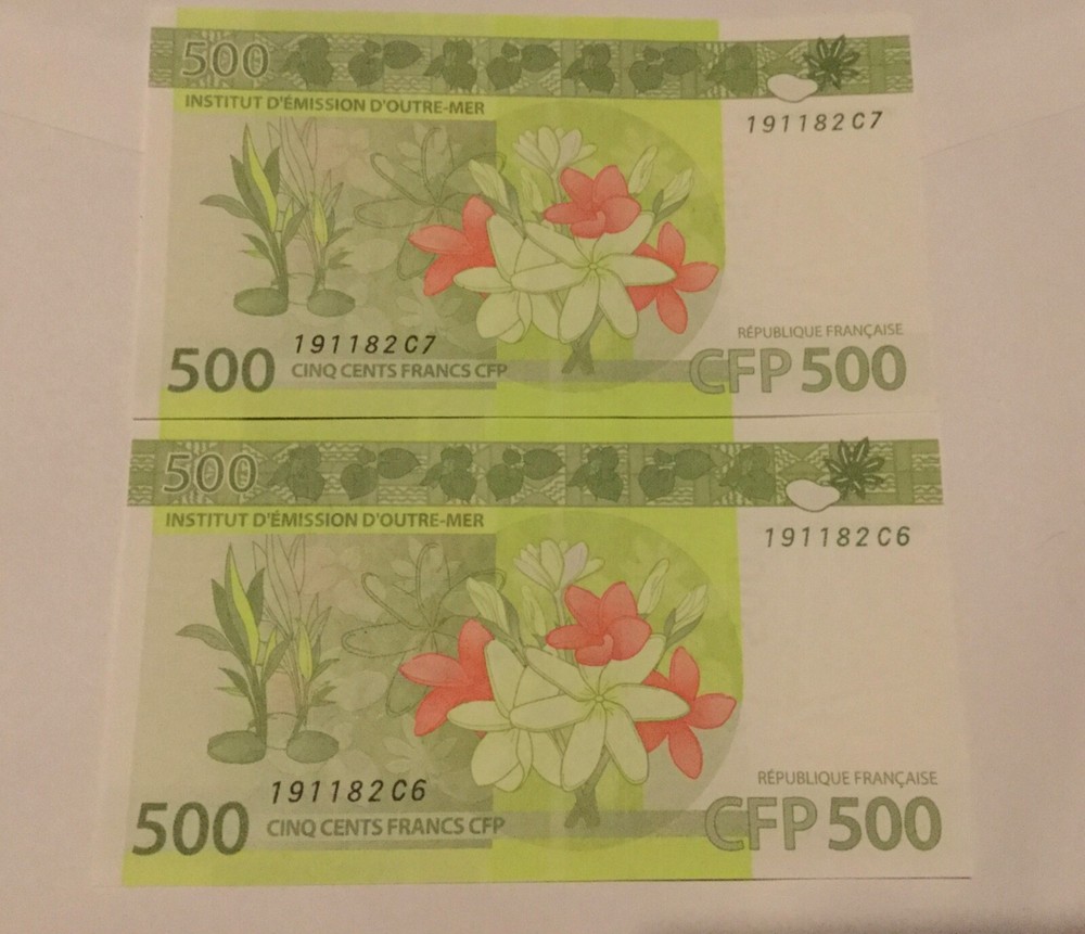 french pacific 500 francs SAME NUMBERS , unique on ebay