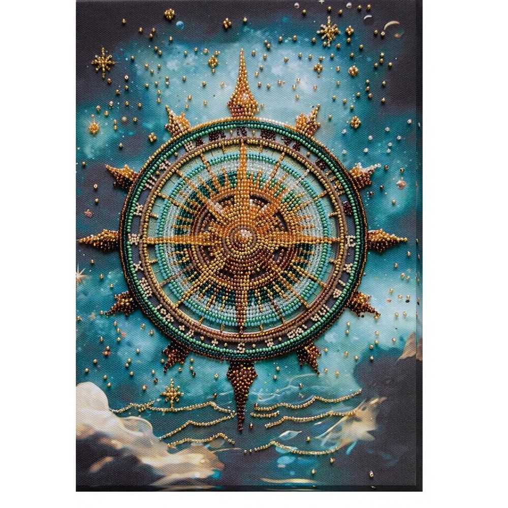 Bead Embroidery Kit Compass Bead stitching needlepoint Beadwork DIY Abris Art